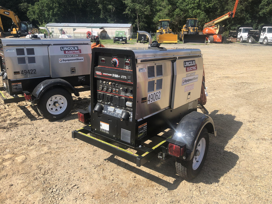 2019 Lincoln Electric Vantage 322 Ready-Pak 3, Two Wheel Trailer, Fender and Light Kit, Cable Rack
