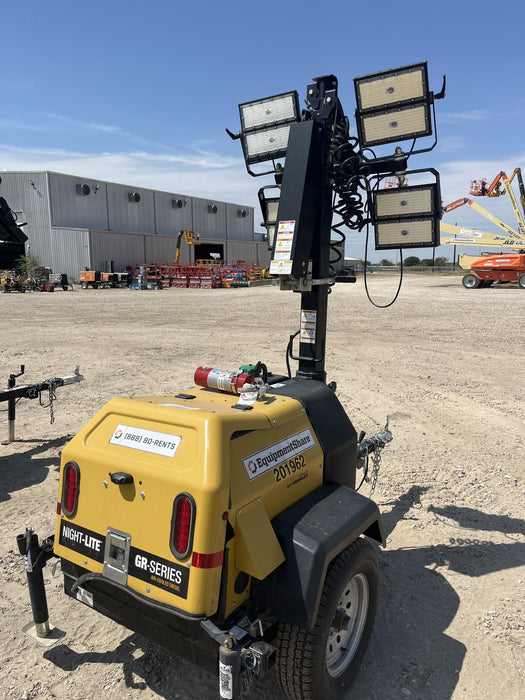 2022 Allmand NLV3GR (4) LED Light Fixture 350W, 23' Vertical Mast, 3kW Prime, Towable, Deep Sea L401, Leveling Jacks, Yanmar T4F 5.8hp