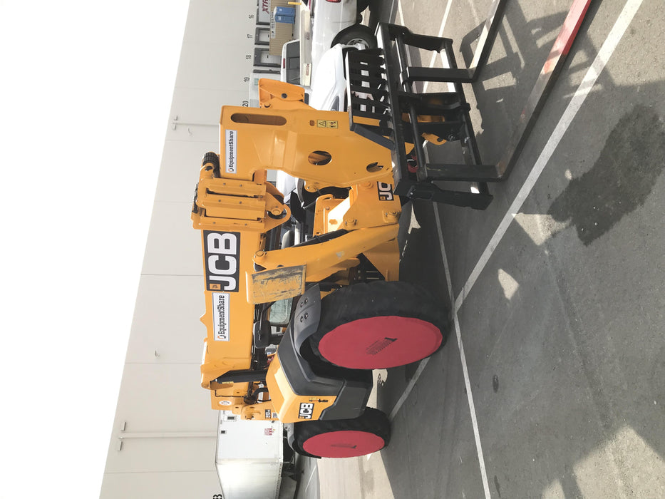 2019 JCB 510-56 74 HP w/Open ROPS, Beacon, Aux Hydraulics, Worklights, Solid Tires w/60" Carriage/Forks