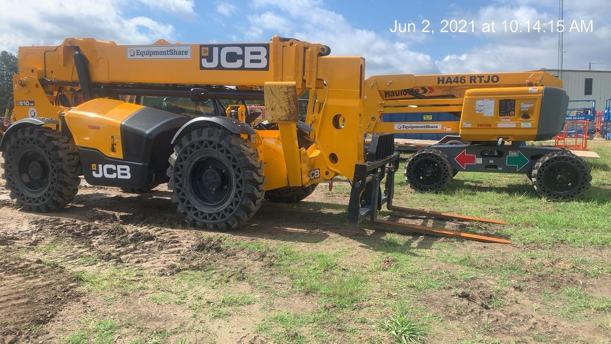 2020 JCB 510-56 Canopy, Solid Tires, Work Lights, Beacon, Aux Hydraulics, Back up Alarm, Lifting Eye, ES Decals