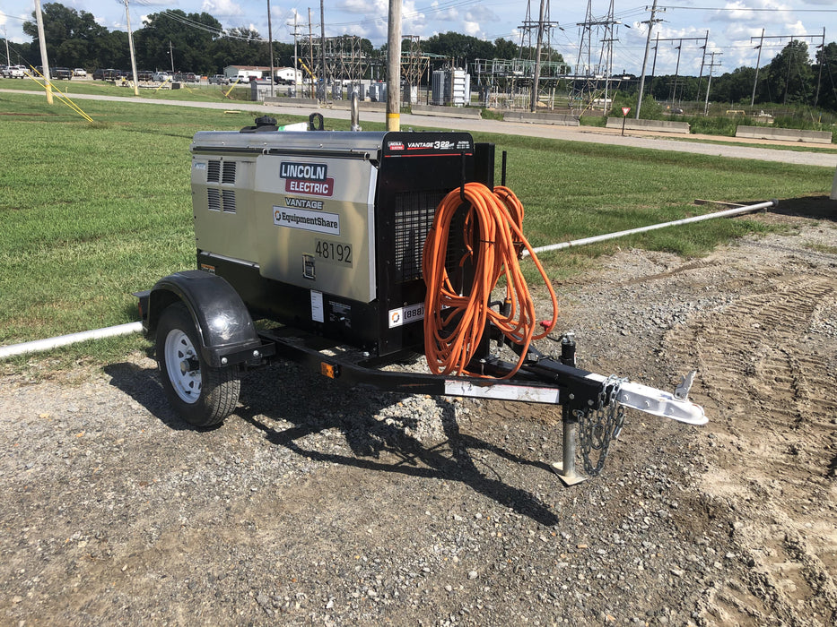 2019 Lincoln Electric Vantage 322 Ready-Pak 3, Two Wheel Trailer, Fender and Light Kit, Cable Rack