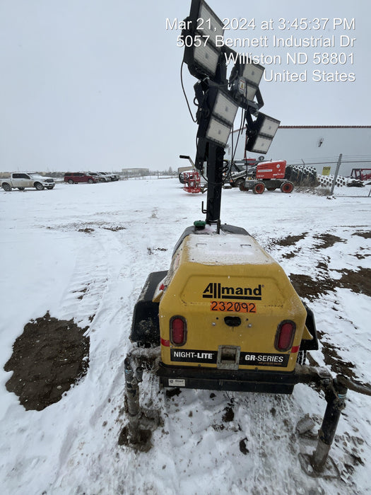 2022 Allmand NLV3GR (4) LED Light Fixture 350W, 23' Vertical Mast, 3kW Prime, Towable, Deep Sea L401, Leveling Jacks, Yanmar T4F 5.8hp