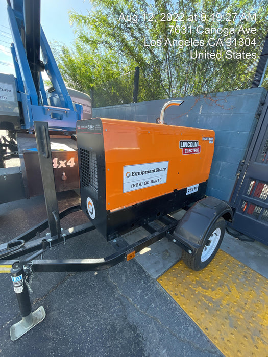 2021 Lincoln Electric Vantage 322 Vantage 322 Ready Pak 3 w/ Decals, ORANGE (includes trailer, cable rack, fender light kit) NO Telematics