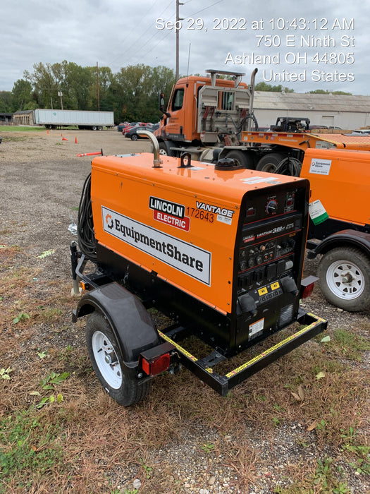 2021 Lincoln Electric Vantage 322 Vantage 322 Ready Pak 3 w/ Decals, ORANGE (includes trailer, cable rack, fender light kit) NO Telematics