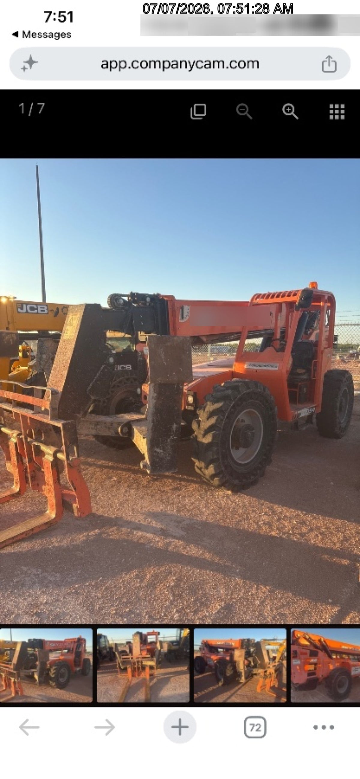 2018 Skytrak 10054 Skytrak 10054 10K Telehandler w/Open ROPS Solid Tires, LED Work Lights, Rotating Beacon, 60" Carriage/60" Forks