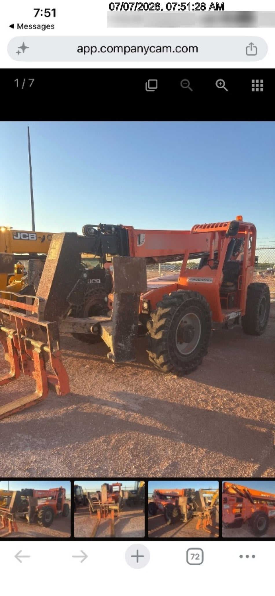 2018 Skytrak 10054 Skytrak 10054 10K Telehandler w/Open ROPS Solid Tires, LED Work Lights, Rotating Beacon, 60" Carriage/60" Forks