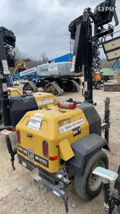 2022 Allmand NLV3GR (4) LED Light Fixture 350W, 23' Vertical Mast, 3kW Prime, Towable, Deep Sea L401, Leveling Jacks, Yanmar T4F 5.8hp