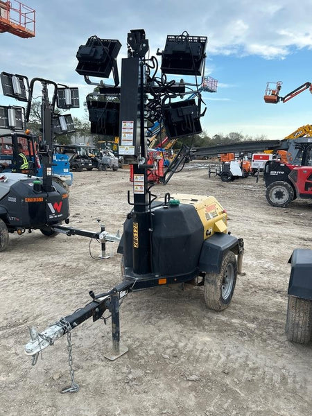 2022 Allmand NLV3GR (4) LED Light Fixture 350W, 23' Vertical Mast, 3kW Prime, Towable, Deep Sea L401, Leveling Jacks, Yanmar T4F 5.8hp