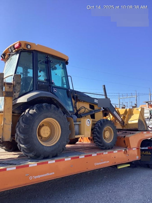 2020 John Deere 410L - Extendable Stick Cab/Heat/Air, 4WD, Extendable Stick, Pilot Controls, 2 Way Hydraulics, TAG Manual QC