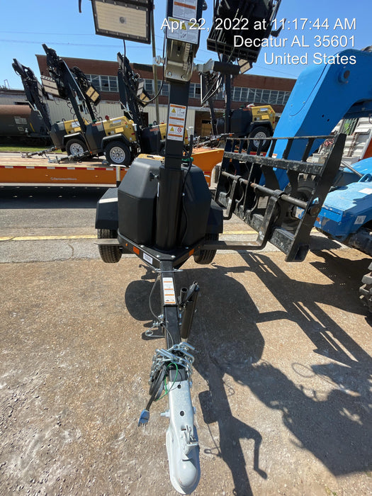 2022 Allmand NLV3GR (4) LED Light Fixture 350W, 23' Vertical Mast, 3kW Prime, Towable, Deep Sea L401, Leveling Jacks, Yanmar T4F 5.8hp