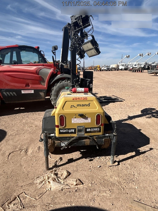 2022 Allmand NLV3GR (4) LED Light Fixture 350W, 23' Vertical Mast, 3kW Prime, Towable, ES Decals, T3