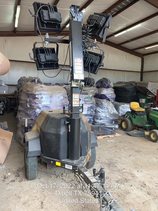 2022 Allmand NLV3GR (4) LED Light Fixture 350W, 23' Vertical Mast, 3kW Prime, Towable, Deep Sea L401, Leveling Jacks, Yanmar T4F 5.8hp