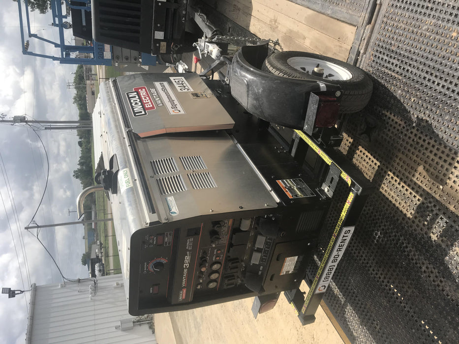 2019 Lincoln Electric Vantage 322 Welder Ready-Pak 3, Two wheel trailer, Fender and Light kit, Cable Rack