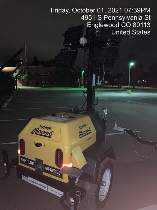 2021 Allmand NLV3GR (4) LED Light Fixture 350W, 23' Vertical Mast, 3kW Prime, Towable, Deep Sea L401, Leveling Jacks, Yanmar T4F 5.8hp