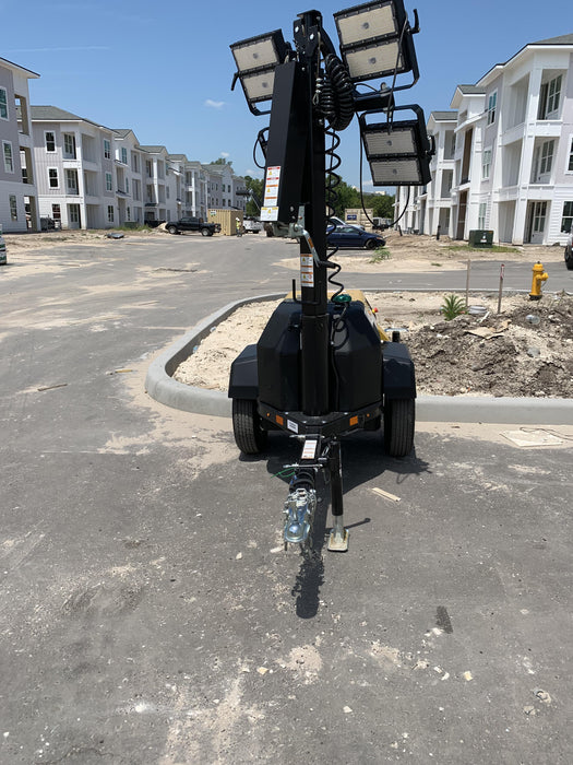 2022 Allmand NLV3GR (4) LED Light Fixture 350W, 23' Vertical Mast, 3kW Prime, Towable, Deep Sea L401, Leveling Jacks, Yanmar T4F 5.8hp