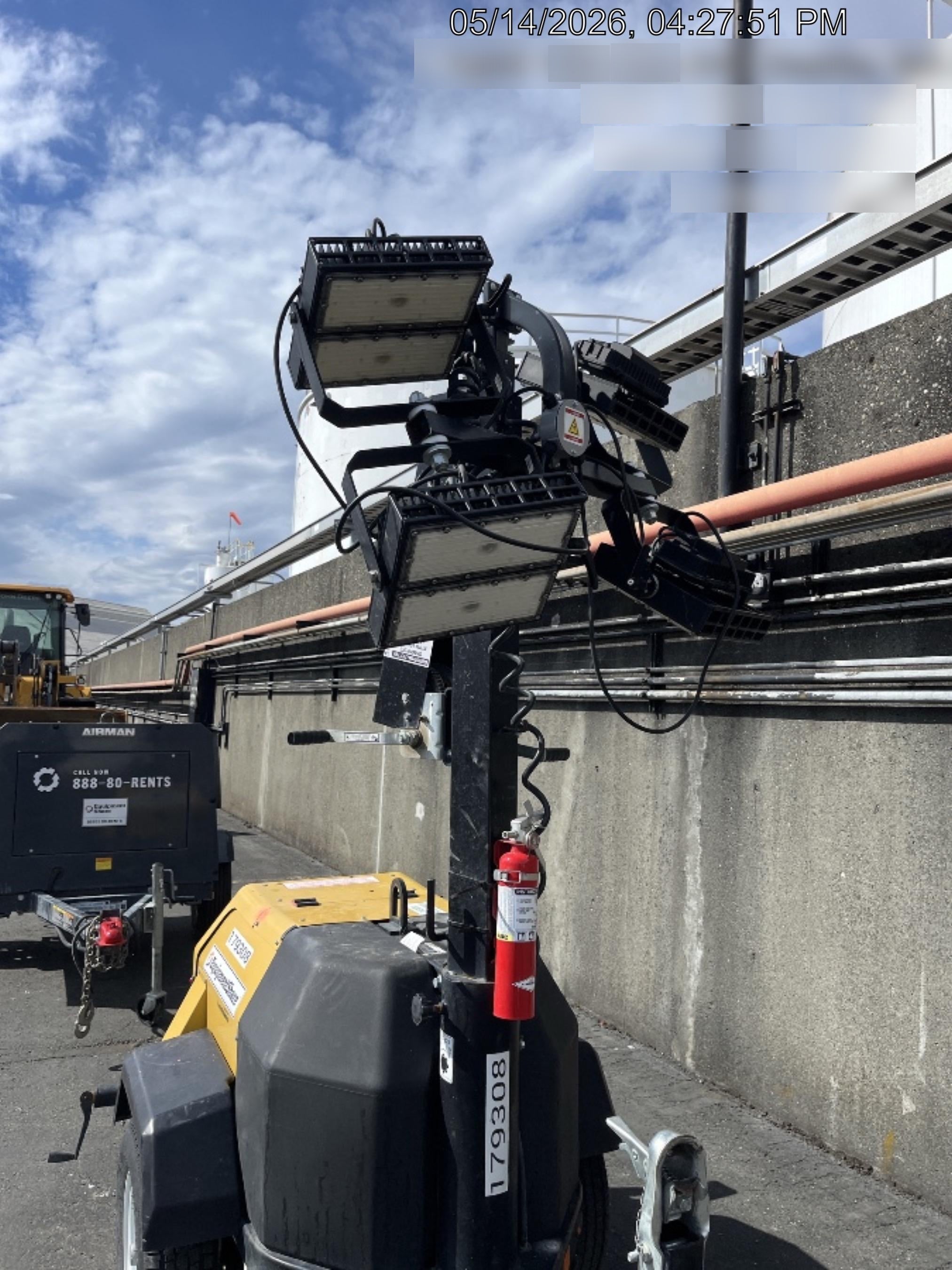 Allmand NLV3GR (4) LED Light Fixture 350W, 23' Vertical Mast, 3kW Prime, Towable, Deep Sea L401, Leveling Jacks, Yanmar T4F 5.8hp
