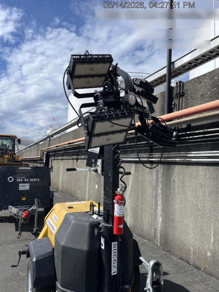 Allmand NLV3GR (4) LED Light Fixture 350W, 23' Vertical Mast, 3kW Prime, Towable, Deep Sea L401, Leveling Jacks, Yanmar T4F 5.8hp