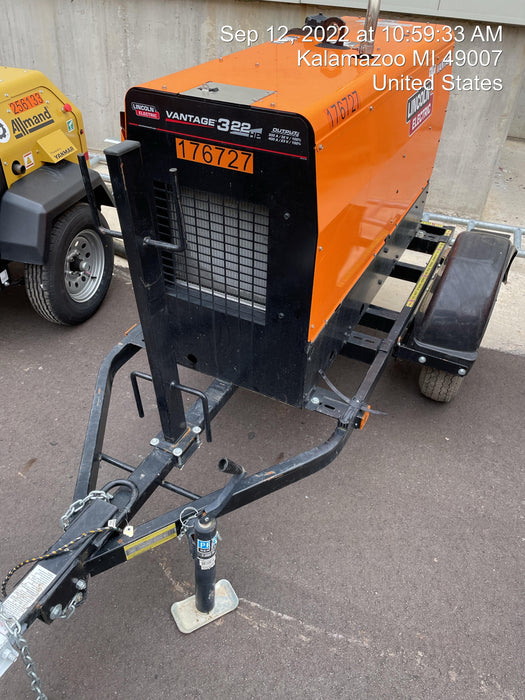 2021 Lincoln Electric Vantage 322 Vantage 322 Ready Pak 3 w/ Decals, ORANGE (includes trailer, cable rack, fender light kit) NO Telematics