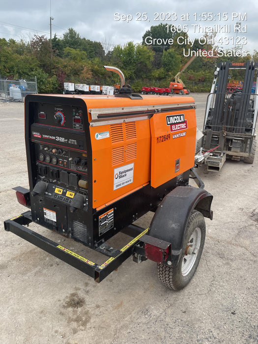 2021 Lincoln Electric Vantage 322 Vantage 322 Ready Pak 3 w/ Decals, ORANGE (includes trailer, cable rack, fender light kit) NO Telematics