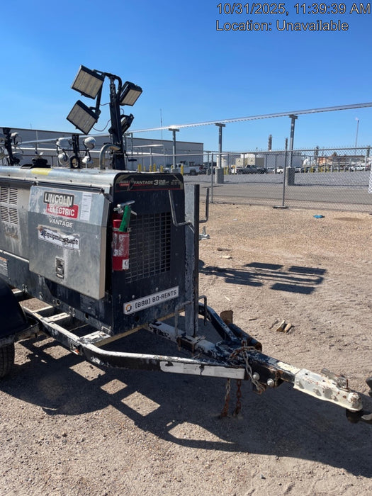2019 Lincoln Electric Vantage 322 Welder Ready-Pak 3, Two wheel trailer, Fender and Light kit, Cable Rack