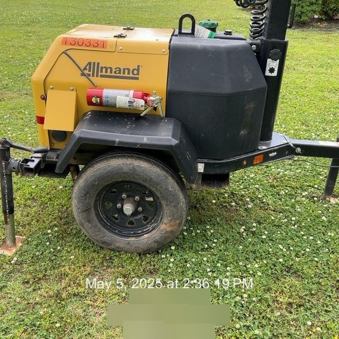 2021 Allmand NLV3GR (4) LED Light Fixture 350W, 23' Vertical Mast, 3kW Prime, Towable, Deep Sea L401, Leveling Jacks, Yanmar T4F 5.8hp