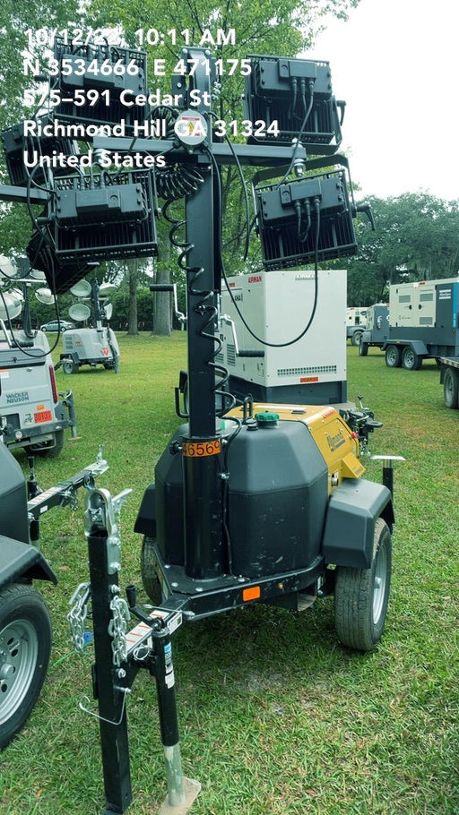 2022 Allmand NLV3GR (4) LED Light Fixture 350W, 23' Vertical Mast, 3kW Prime, Towable