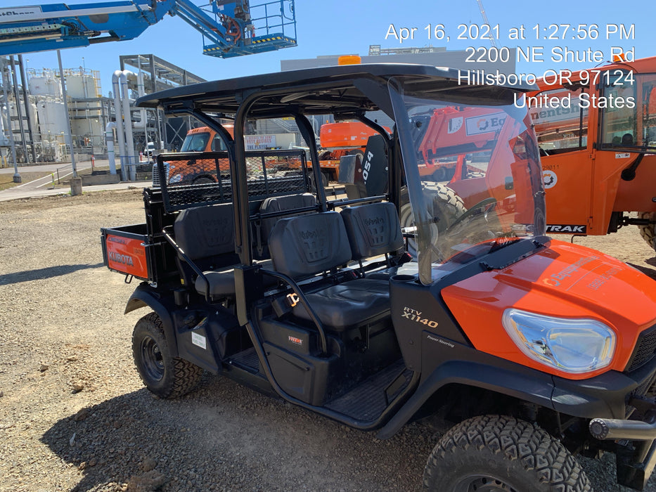 Kubota RTV-X1140W-H 4WD utility cart -LED strobe -Windshield tempered glass -Plastic canopy -Wire harness kit -Backup alarm