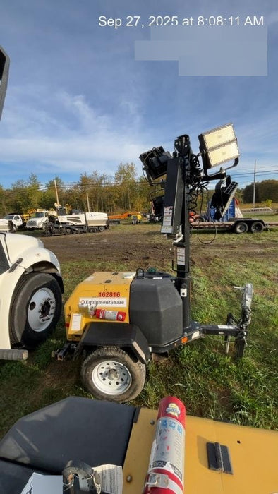 2021 Allmand NLV3GR (4) LED Light Fixture 350W, 23' Vertical Mast, 3kW Prime, Towable, Deep Sea L401, Leveling Jacks, Yanmar T4F 5.8hp