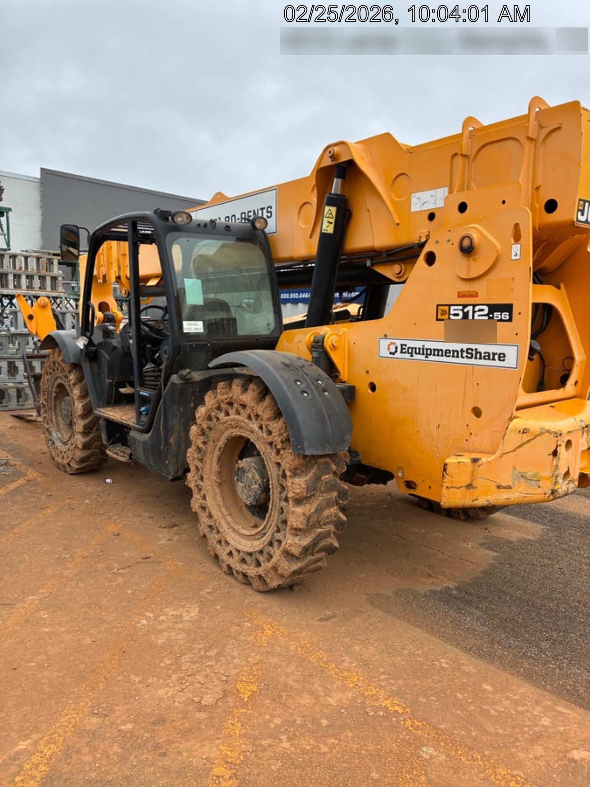 2019 JCB 512-56 109 HP w/Open ROPS, Beacon, Aux Hydraulics, Worklights, Solid Tires 60" Carriage/Forks