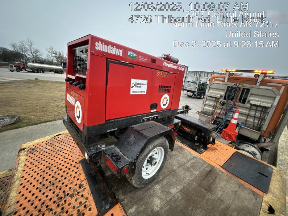 2022 Shindaiwa DGW400MDL Kubota D902 Engine, 23 HP, Dual Op Welder, Wire, Arc, Droop Stick, Tig, and CC Stick Functionality, Simulphase, 3 Phase and 1 Phase Gen Output, Single Axle NB Trlr, Slr Trckl Chrg 12V 12W, Fire Ext