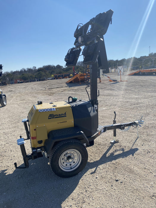 2022 Allmand NLV3GR (4) LED Light Fixture 350W, 23' Vertical Mast, 3kW Prime, Towable, Deep Sea L401, Leveling Jacks, Yanmar T4F 5.8hp
