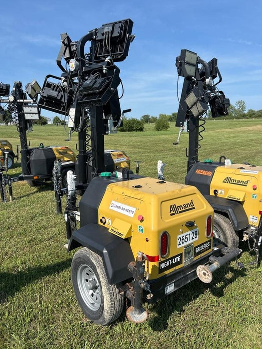 2022 Allmand NLV3GR (4) LED Light Fixture 350W, 23' Vertical Mast, 3kW Prime, Towable, ES Decals, T3