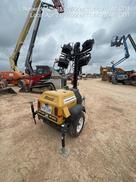 Allmand NLV3GR (4) LED Light Fixture 350W, 23' Vertical Mast, 3kW Prime, Towable, Deep Sea L401, Leveling Jacks, Yanmar T4F 5.8hp