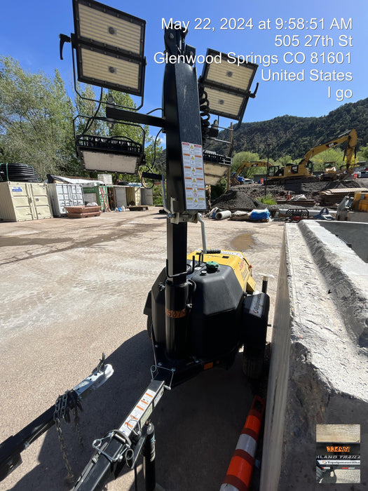 2022 Allmand NLV3GR (4) LED Light Fixture 350W, 23' Vertical Mast, 3kW Prime, Towable, ES Decals, T3