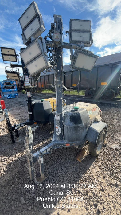 2022 Allmand NLV3GR (4) LED Light Fixture 350W, 23' Vertical Mast, 3kW Prime, Towable, ES Decals, T3