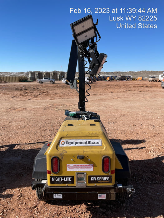 2022 Allmand NLV3GR (4) LED Light Fixture 350W, 23' Vertical Mast, 3kW Prime, Towable, ES Decals, T3