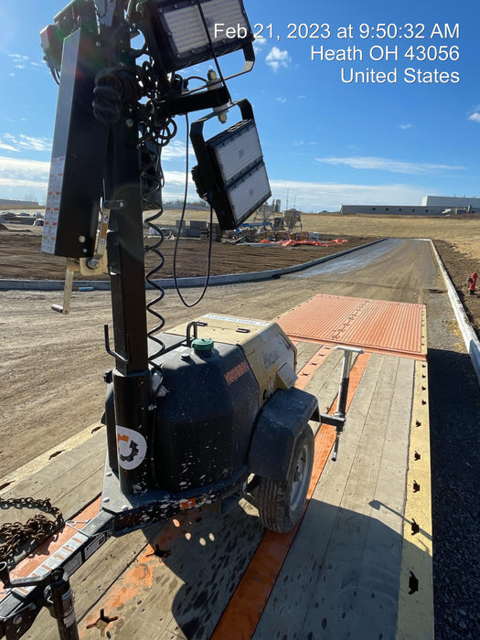 2022 Allmand NLV3GR (4) LED Light Fixture 350W, 23' Vertical Mast, 3kW Prime, Towable, ES Decals, T3