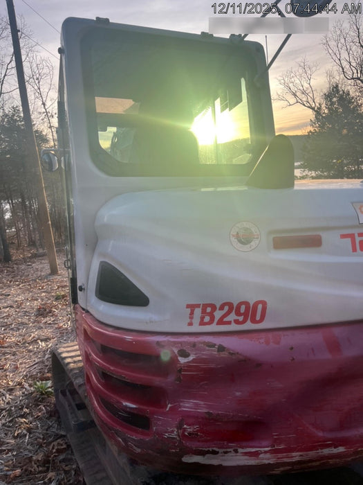 2019 Takeuchi TB290 Cab/Heat/AC Rubber tracks, Dozer blade, Travel alarm, Auxiliary hydraulics Manual QC, Hydraulic thumb, 18", 24", and 36" Buckets