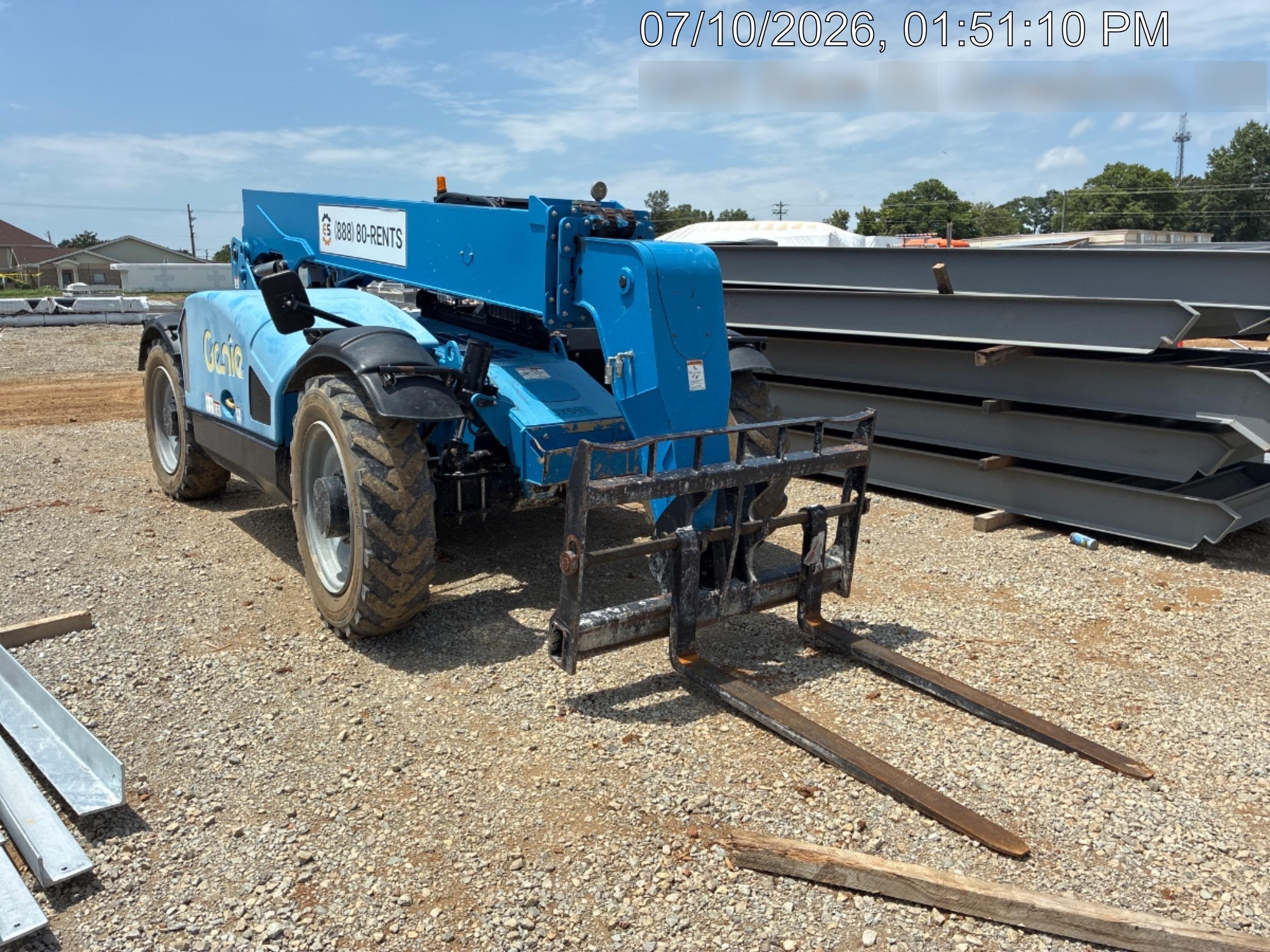 2019 Genie GTH-844 Canopy, Solid RT Tires, LED Work Lights, Beacon 60" QA Carriage, 48" Forks