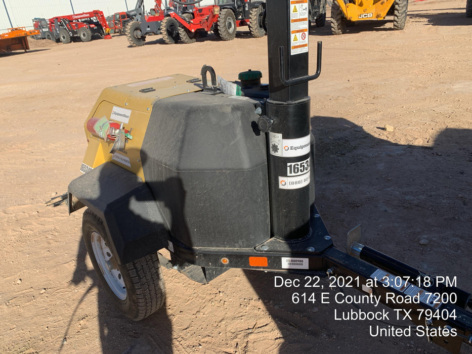 2021 Allmand NLV3GR (4) LED Light Fixture 350W, 23' Vertical Mast, 3kW Prime, Towable, Deep Sea L401, Leveling Jacks, Yanmar T4F 5.8hp