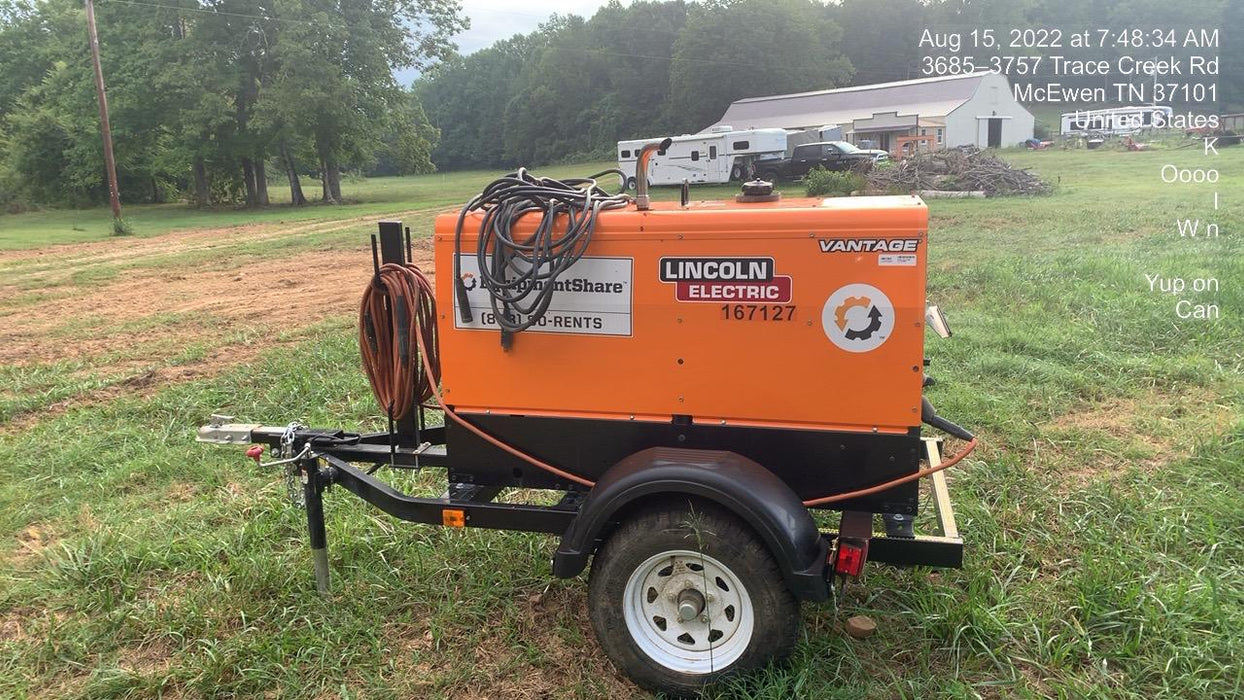 2021 Lincoln Electric Vantage 322 Vantage 322 Ready Pak 3 w/ Decals, ORANGE (includes trailer, cable rack, fender light kit) NO Telematics