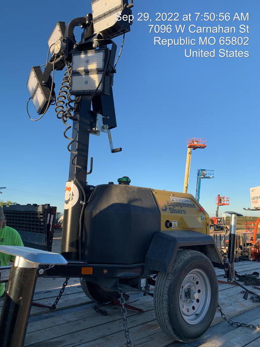 2022 Allmand NLV3GR (4) LED Light Fixture 350W, 23' Vertical Mast, 3kW Prime, Towable, Deep Sea L401, Leveling Jacks, Yanmar T4F 5.8hp