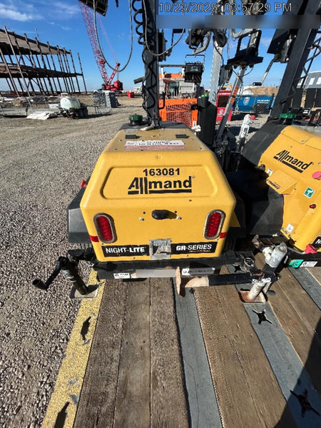 2021 Allmand NLV3GR (4) LED Light Fixture 350W, 23' Vertical Mast, 3kW Prime, Towable, Deep Sea L401, Leveling Jacks, Yanmar T4F 5.8hp