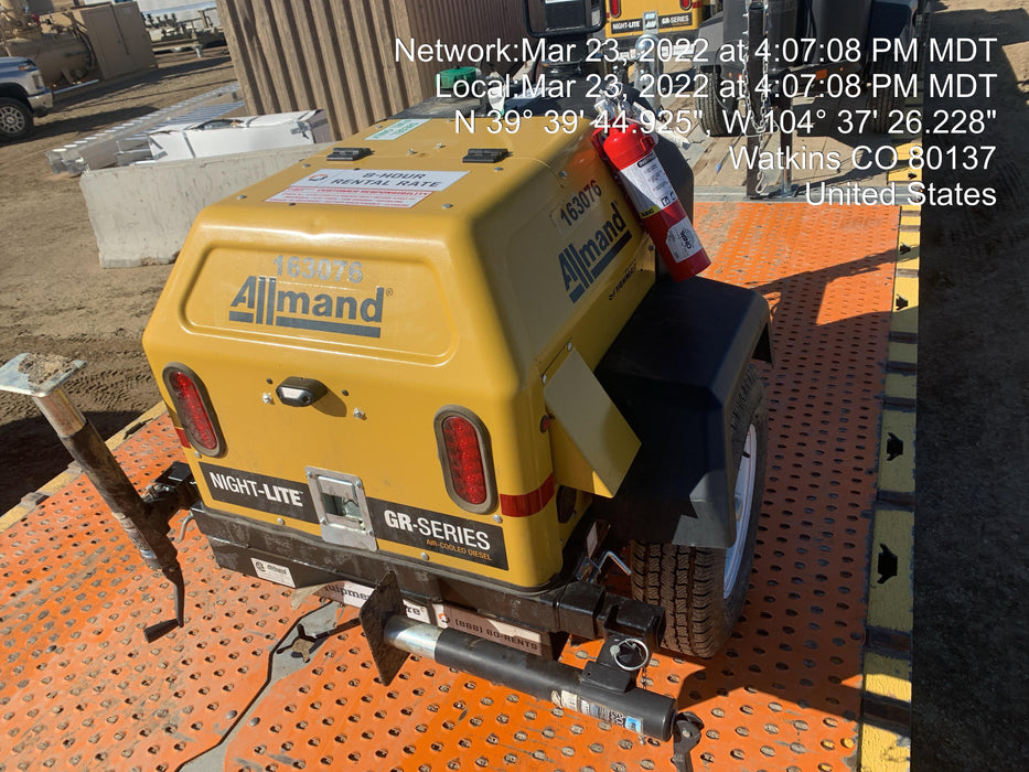 2021 Allmand NLV3GR (4) LED Light Fixture 350W, 23' Vertical Mast, 3kW Prime, Towable, Deep Sea L401, Leveling Jacks, Yanmar T4F 5.8hp