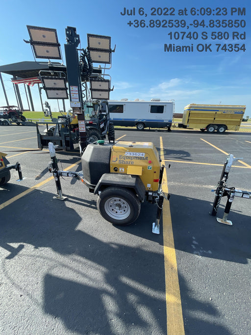 2022 Allmand NLV3GR (4) LED Light Fixture 350W, 23' Vertical Mast, 3kW Prime, Towable, Deep Sea L401, Leveling Jacks, Yanmar T4F 5.8hp