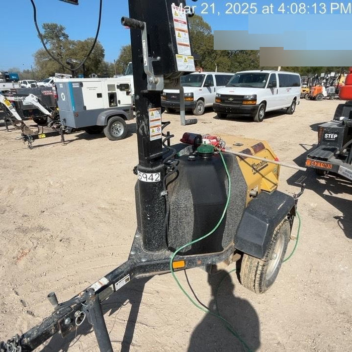 Allmand NLV3GR (4) LED Light Fixture 350W, 23' Vertical Mast, 3kW Prime, Towable, Deep Sea L401, Leveling Jacks, Yanmar T4F 5.8hp