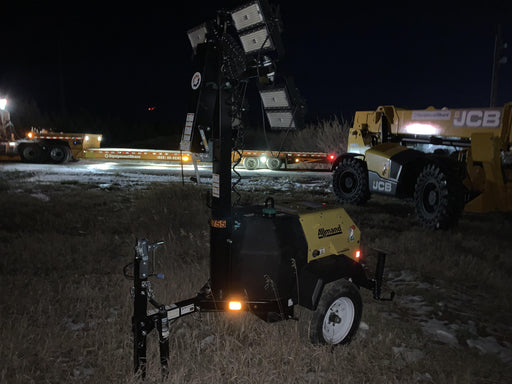 2021 Allmand NLV3GR (4) LED Light Fixture 350W, 23' Vertical Mast, 3kW Prime, Towable, Deep Sea L401, Leveling Jacks, Yanmar T4F 5.8hp