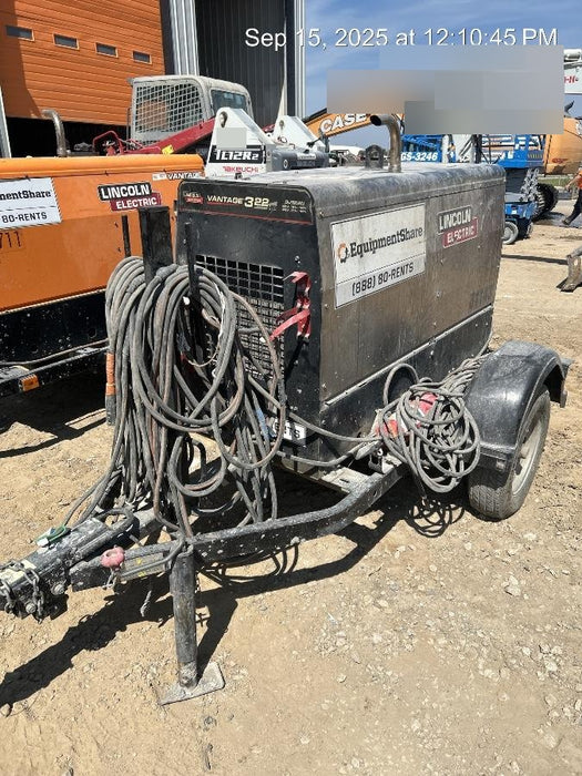 2019 Lincoln Electric Vantage 322 Welder Ready-Pak 3, Two wheel trailer, Fender and Light kit, Cable Rack