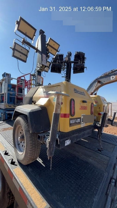 Allmand NLV3GR (4) LED Light Fixture 350W, 23' Vertical Mast, 3kW Prime, Towable, Deep Sea L401, Leveling Jacks, Yanmar T4F 5.8hp