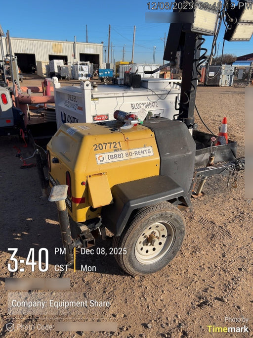 2022 Allmand NLV3GR (4) LED Light Fixture 350W, 23' Vertical Mast, 3kW Prime, Towable, Deep Sea L401, Leveling Jacks, Yanmar T4F 5.8hp